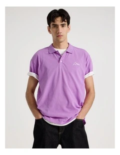 Plain Logo Short Sleeve Polo in Purple