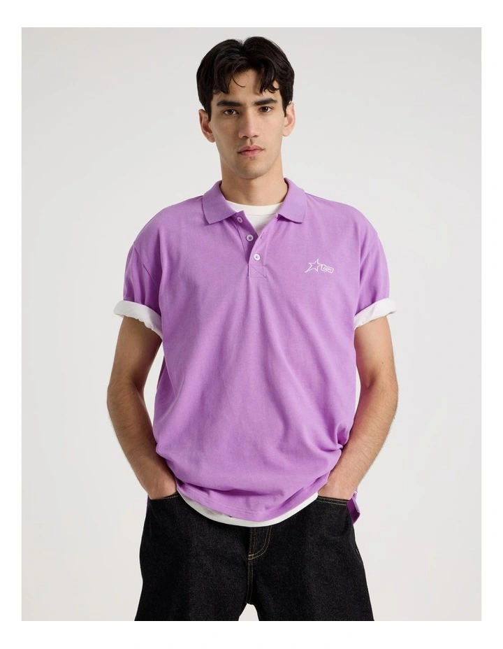 Plain Logo Short Sleeve Polo in Purple image 1