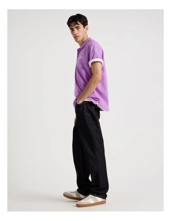 Plain Logo Short Sleeve Polo in Purple image 2