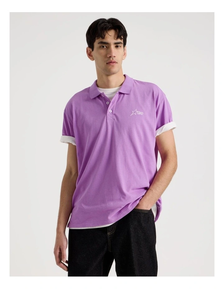 Plain Logo Short Sleeve Polo in Purple image 3