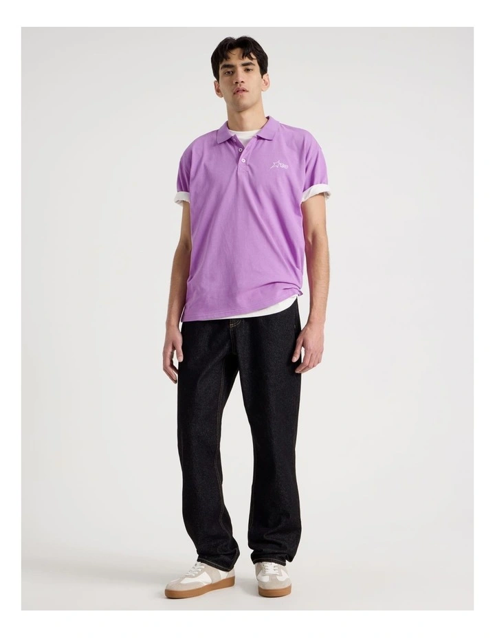 Plain Logo Short Sleeve Polo in Purple image 4