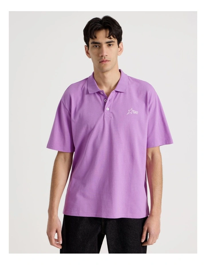 Plain Logo Short Sleeve Polo in Purple image 5