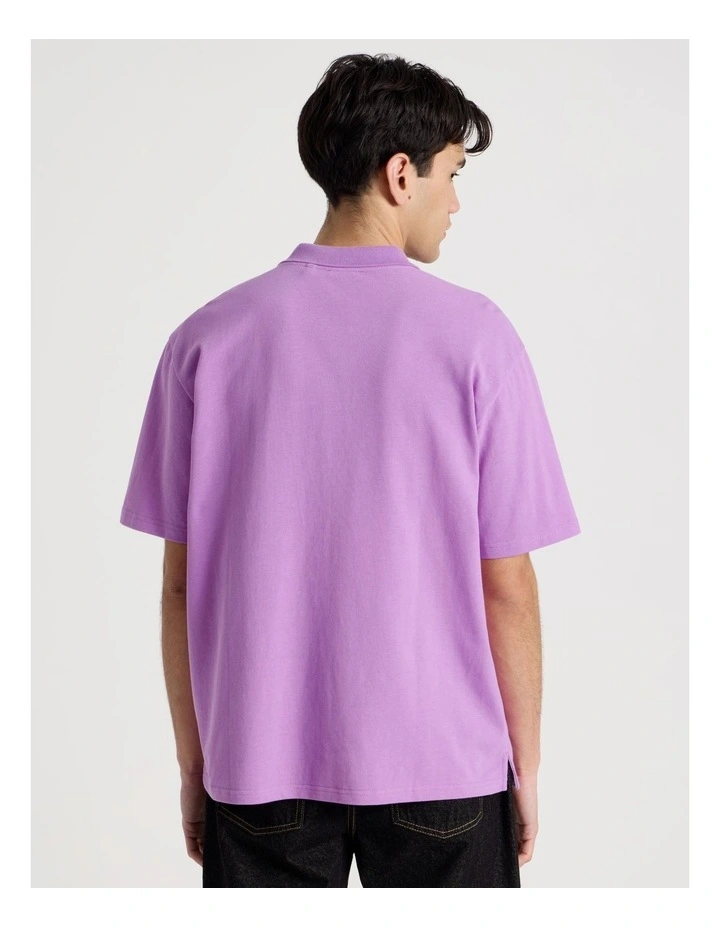 Plain Logo Short Sleeve Polo in Purple image 6