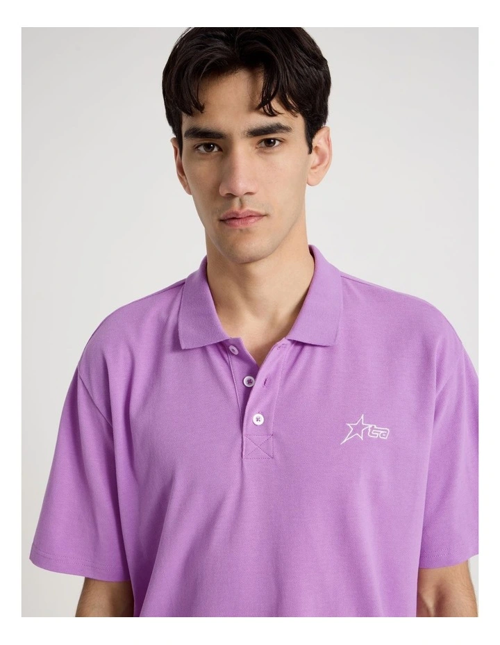 Plain Logo Short Sleeve Polo in Purple image 7