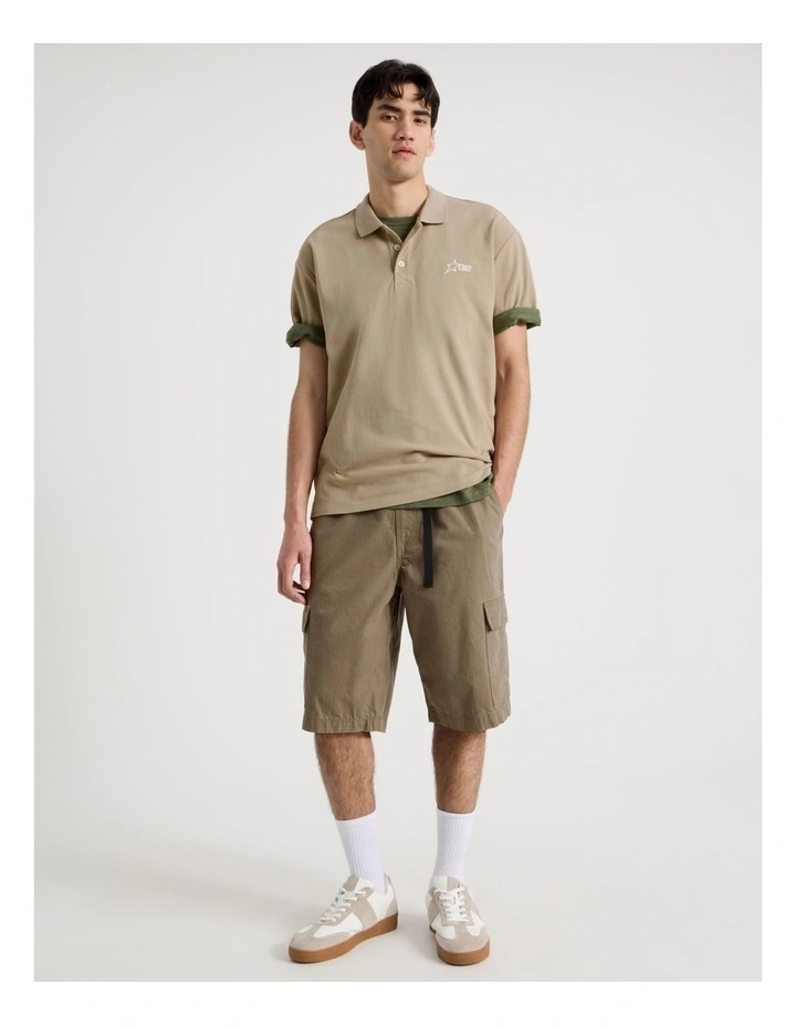Plain Logo Short Sleeve Polo in Light Brown image 3
