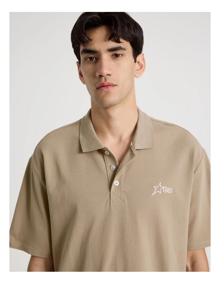 Plain Logo Short Sleeve Polo in Light Brown image 4
