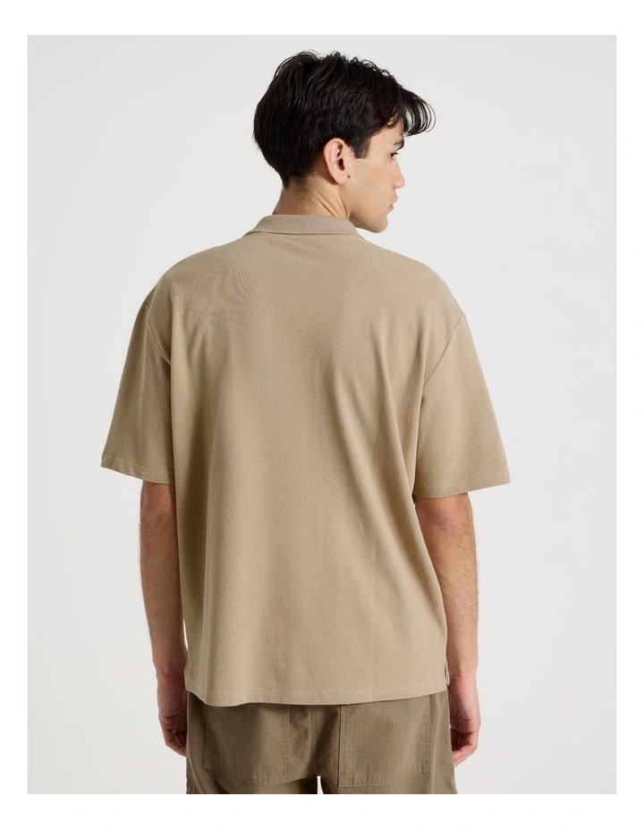 Plain Logo Short Sleeve Polo in Light Brown image 6