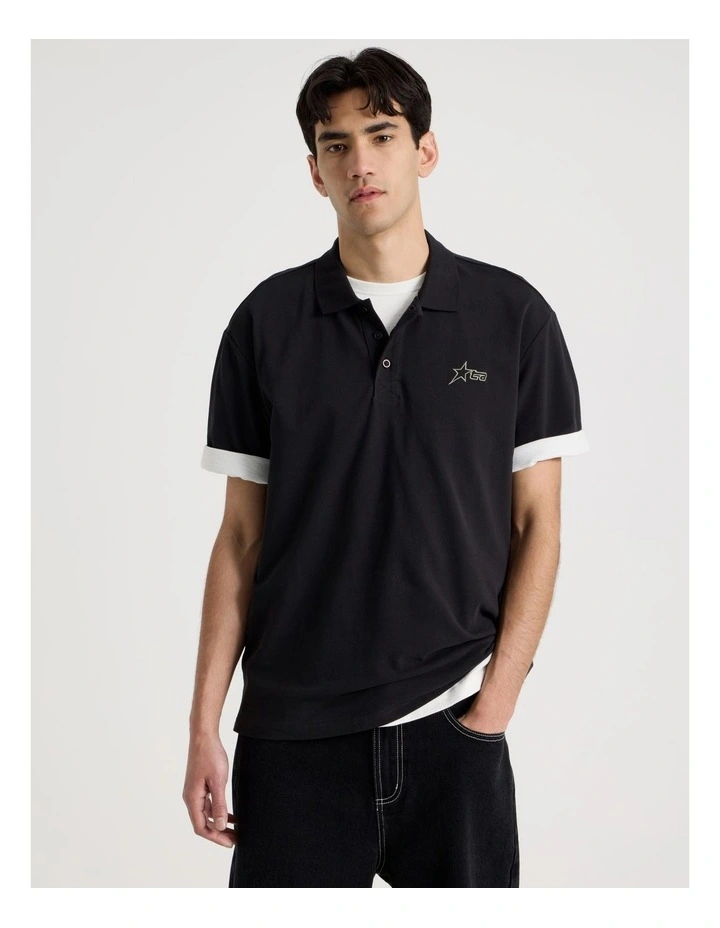 Plain Logo Short Sleeve Polo in Black image 1