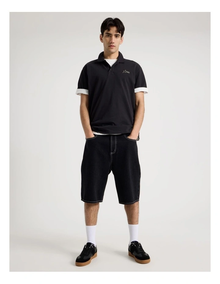 Plain Logo Short Sleeve Polo in Black image 2