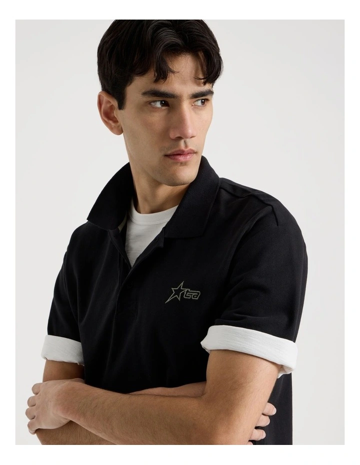 Plain Logo Short Sleeve Polo in Black image 3