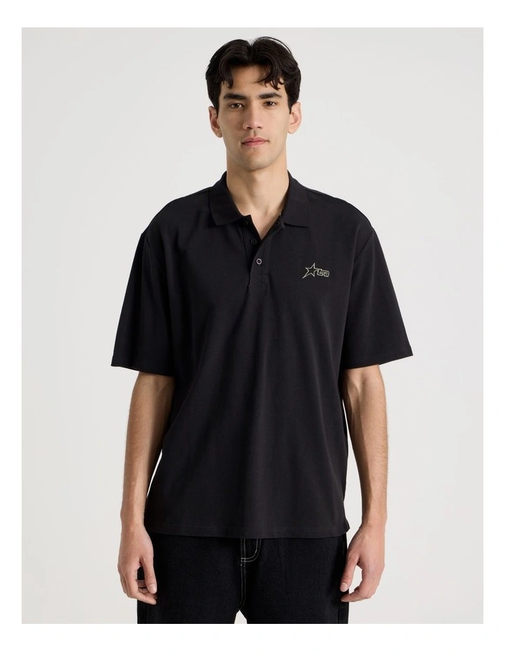 Plain Logo Short Sleeve Polo in Black image 4