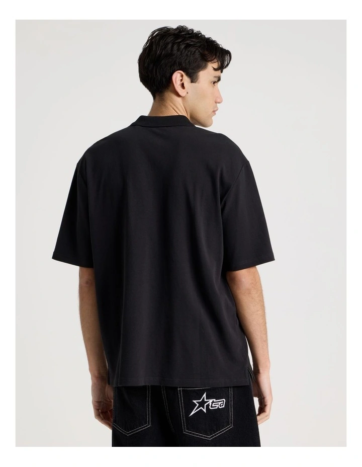 Plain Logo Short Sleeve Polo in Black image 5