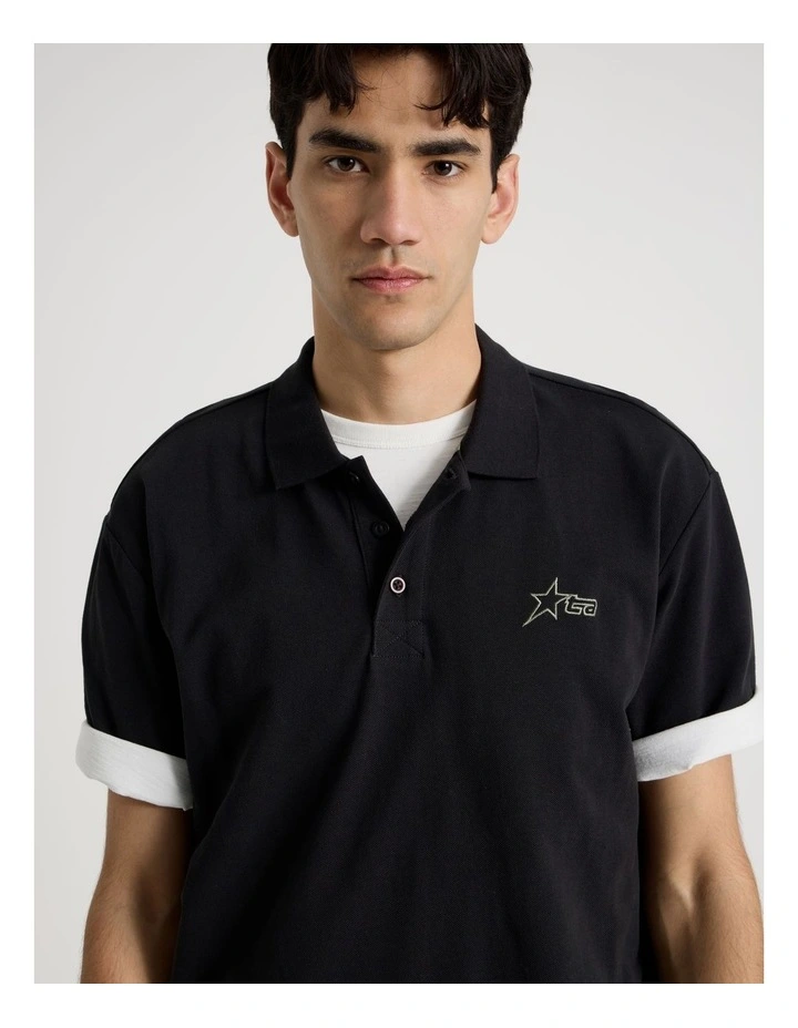 Plain Logo Short Sleeve Polo in Black image 6