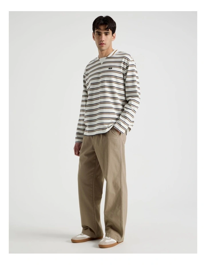 Long Sleeve Rugby Polo in White Retro Stripe image 2