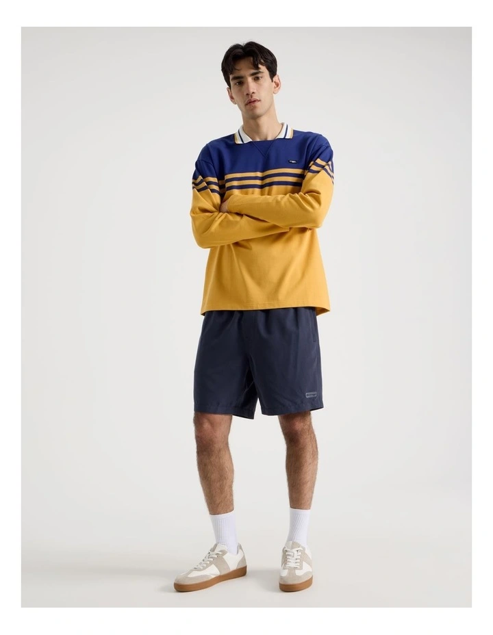 Oversized Long Sleeve Polo in Yellow and Blue Stripe image 4