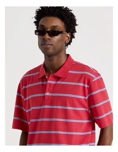 Logo Short Sleeve Polo in Red Stripe