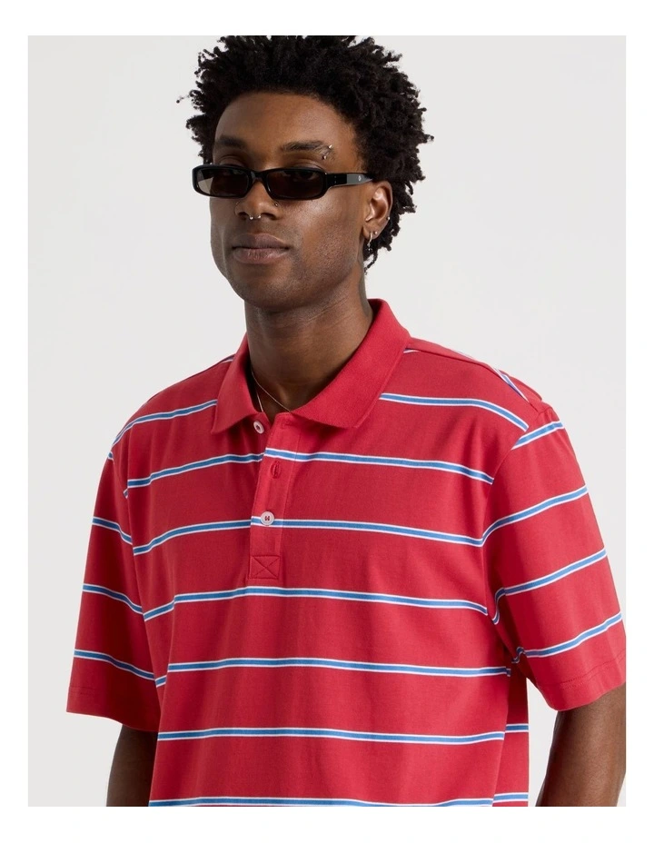 Logo Short Sleeve Polo in Red Stripe image 1
