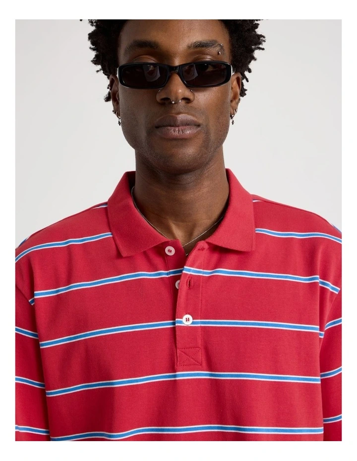 Logo Short Sleeve Polo in Red Stripe image 3