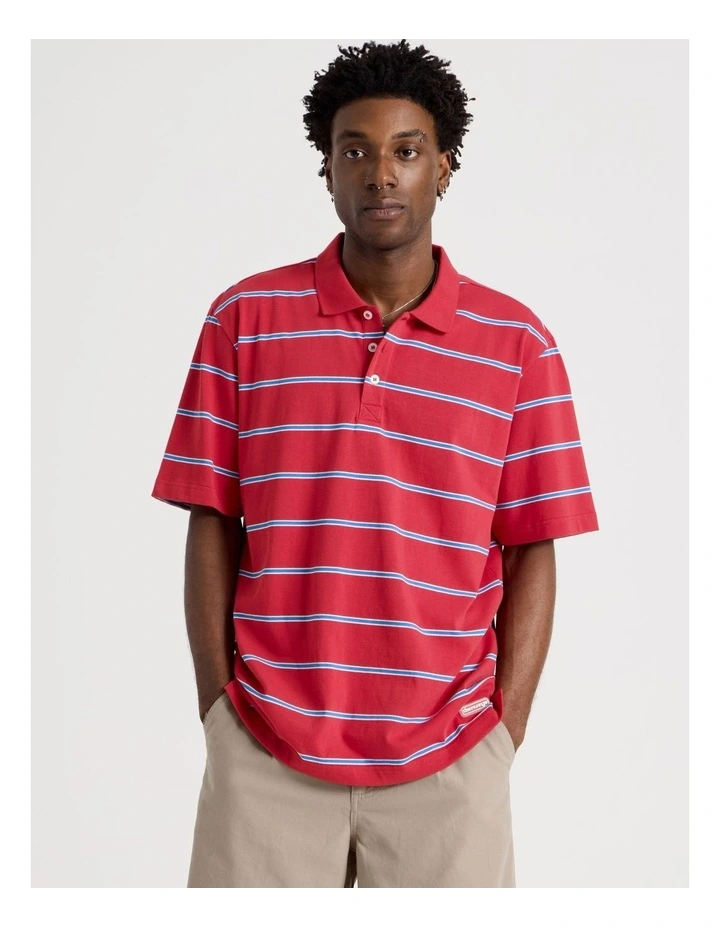 Logo Short Sleeve Polo in Red Stripe image 4
