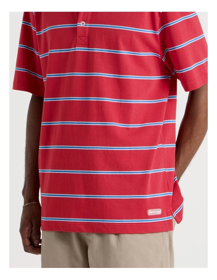 Logo Short Sleeve Polo in Red Stripe image 5