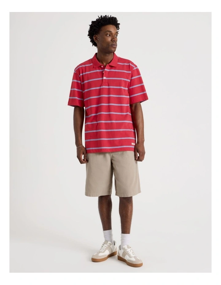 Logo Short Sleeve Polo in Red Stripe image 7