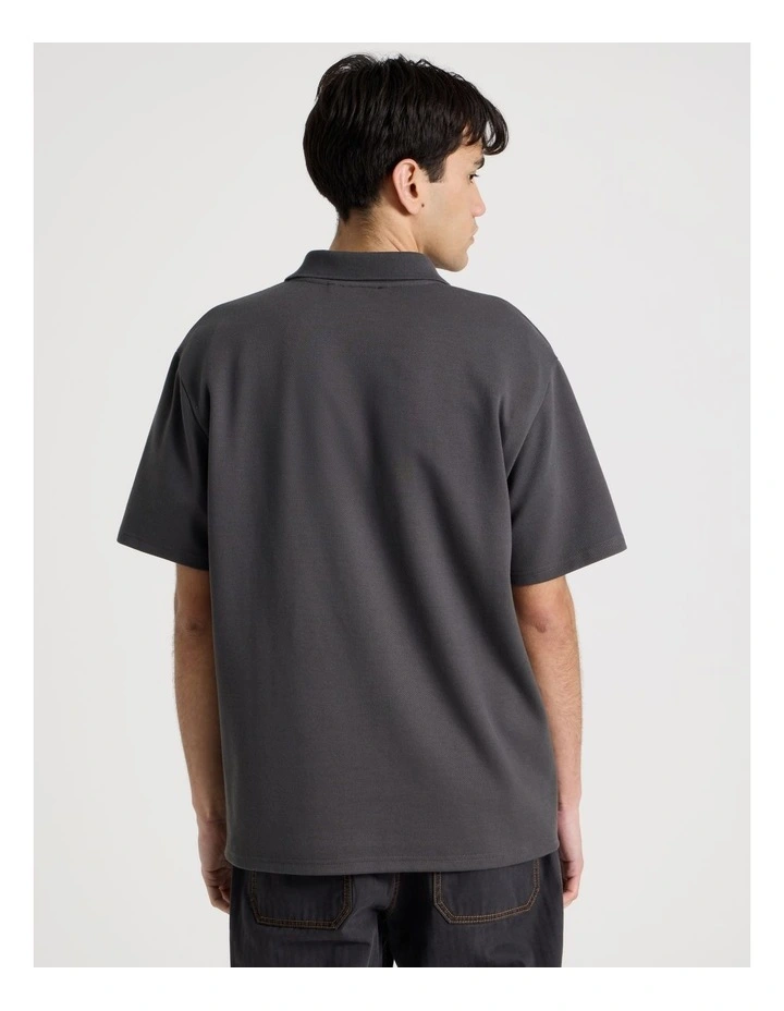 Zip Front Short Sleeve Polo in Grey image 6