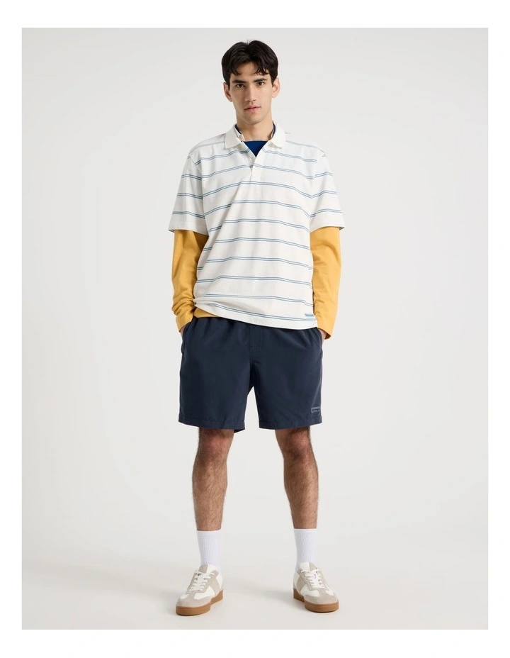 Logo Short Sleeve Polo in White Stripe image 2