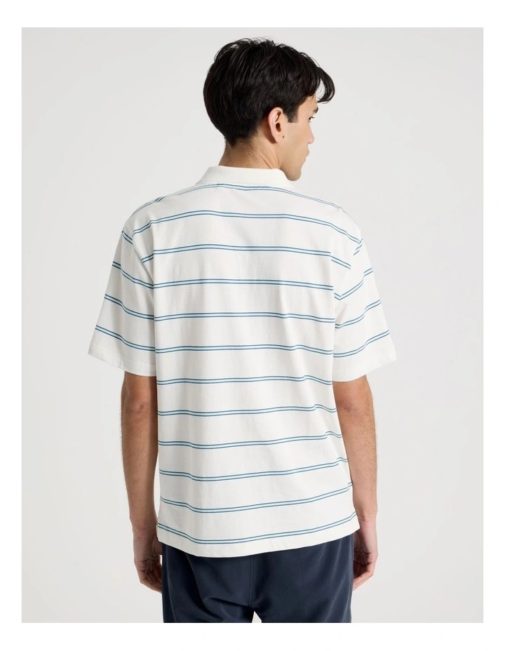 Logo Short Sleeve Polo in White Stripe image 6