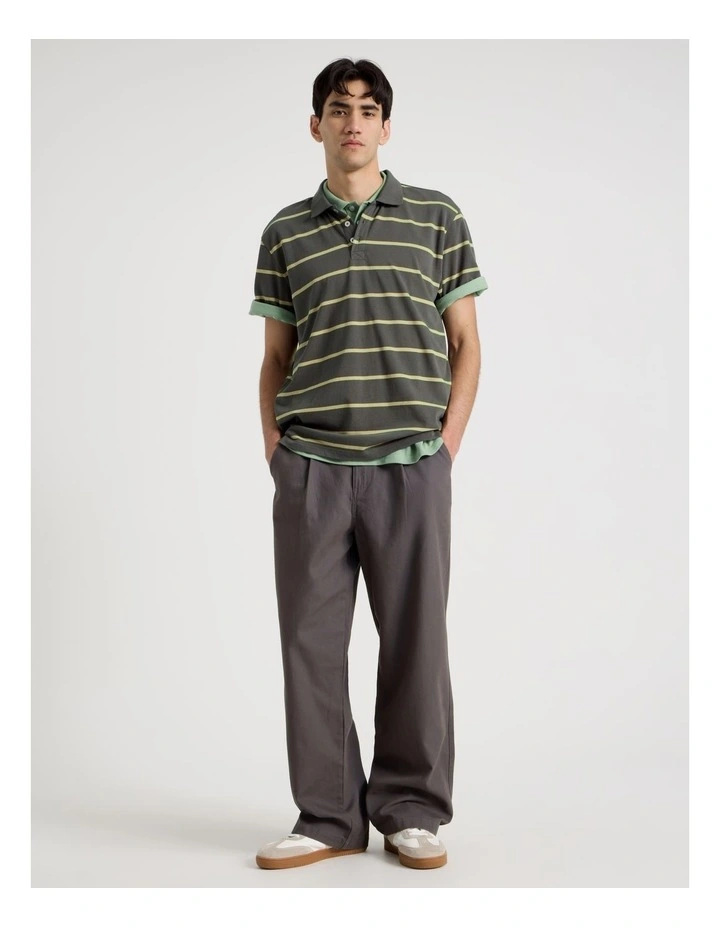Logo Short Sleeve Polo in Petrol Stripe image 3