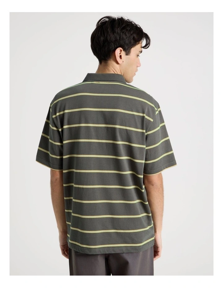 Logo Short Sleeve Polo in Petrol Stripe image 6