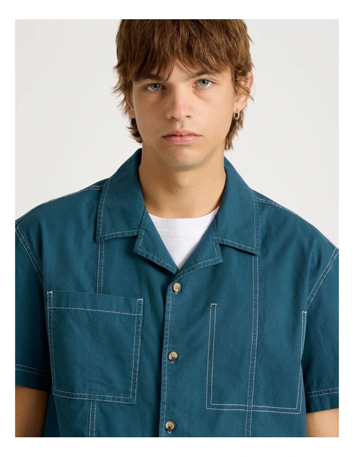 Workwear Short Sleeve Shirt in Blue image 4