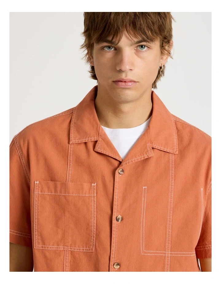 Workwear Short Sleeve Shirt in Burnt Orange image 4