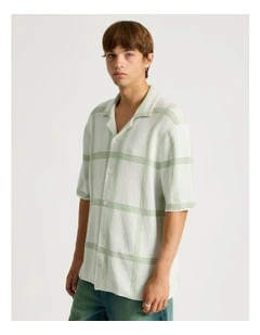 Knit Check Short Sleeve Shirt in Cream