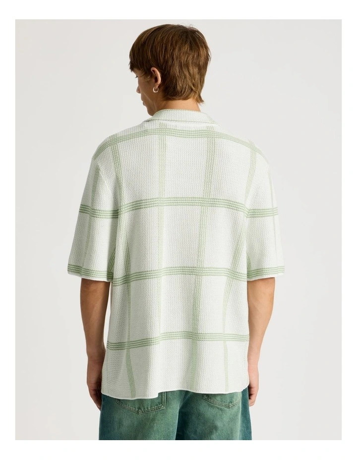 Knit Check Short Sleeve Shirt in Cream image 5