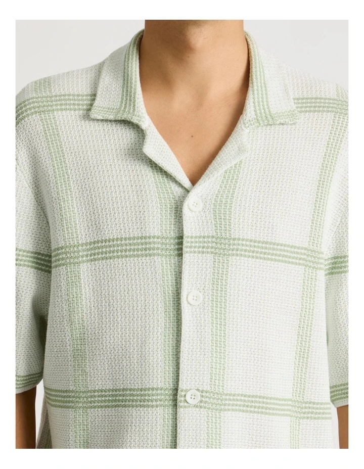 Knit Check Short Sleeve Shirt in Cream image 6