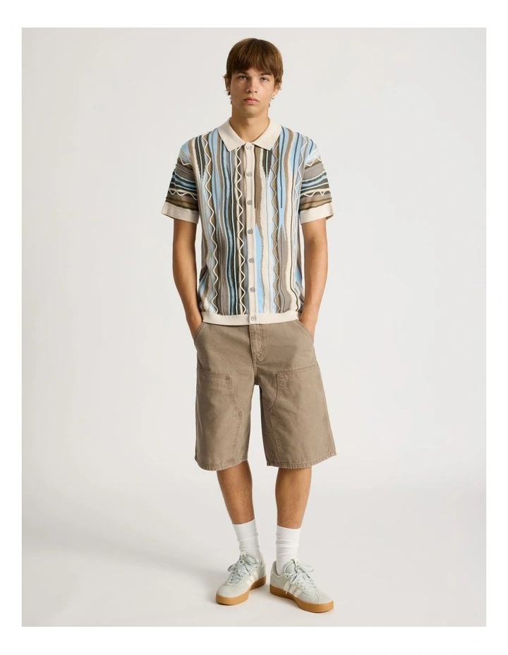 Retro Knit Short Sleeve Shirt in Assorted Colours image 2
