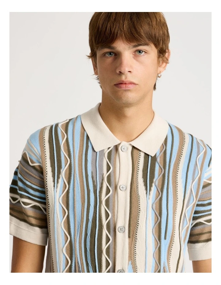 Retro Knit Short Sleeve Shirt in Assorted Colours image 3