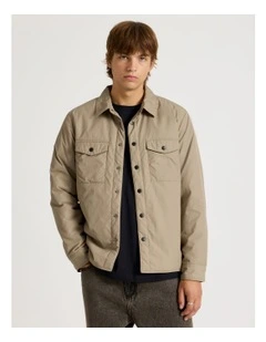 Satin Finish Long Sleeve Shirt in Sand