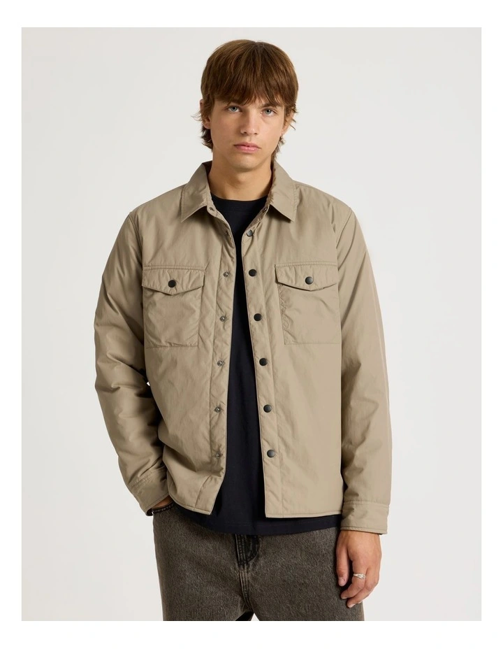 Satin Finish Long Sleeve Shirt in Sand image 1