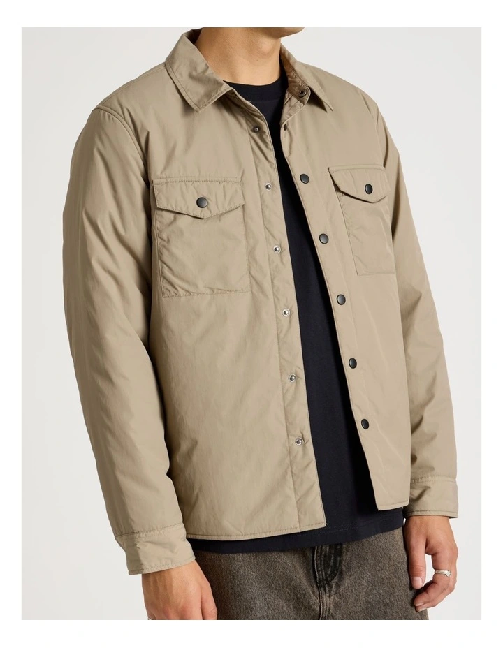 Satin Finish Long Sleeve Shirt in Sand image 4