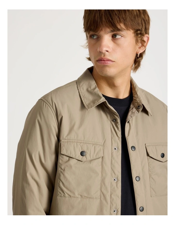 Satin Finish Long Sleeve Shirt in Sand image 5