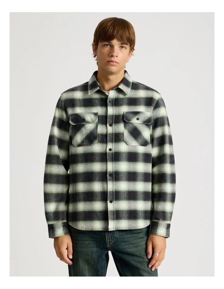 Vintage Long Sleeve Check Shirt in Green image 1