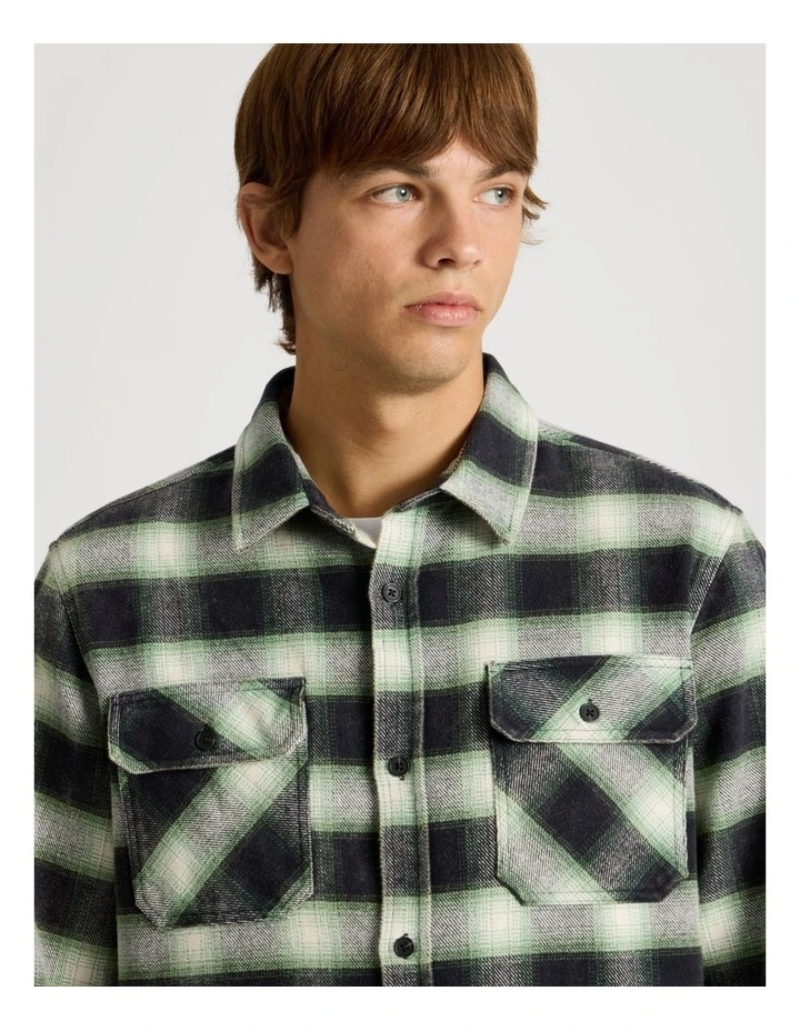 Vintage Long Sleeve Check Shirt in Green image 3