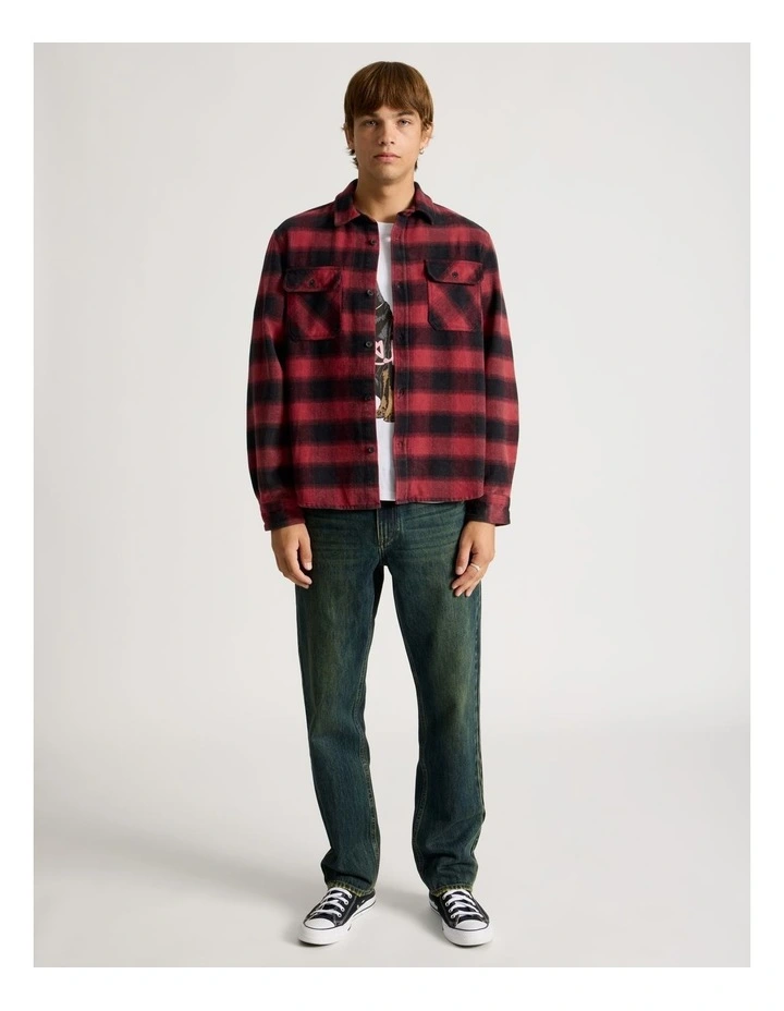 Vintage Long Sleeve Check Shirt in Red image 2