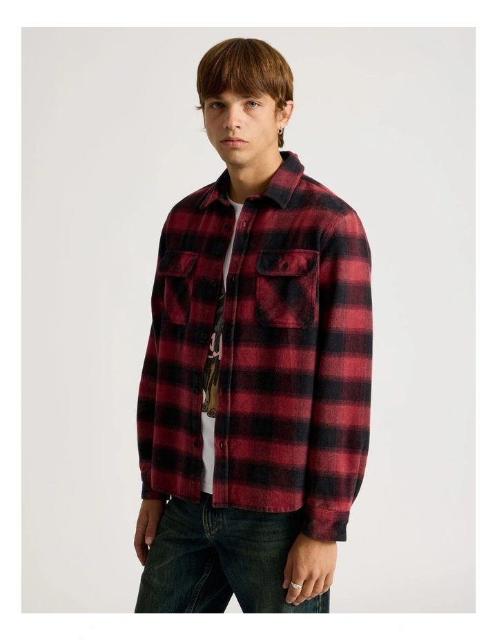 Vintage Long Sleeve Check Shirt in Red image 3