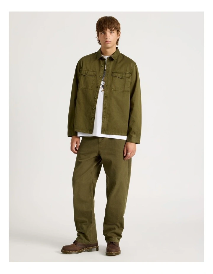 Double Pocket Long Sleeve Shirt in Olive image 2