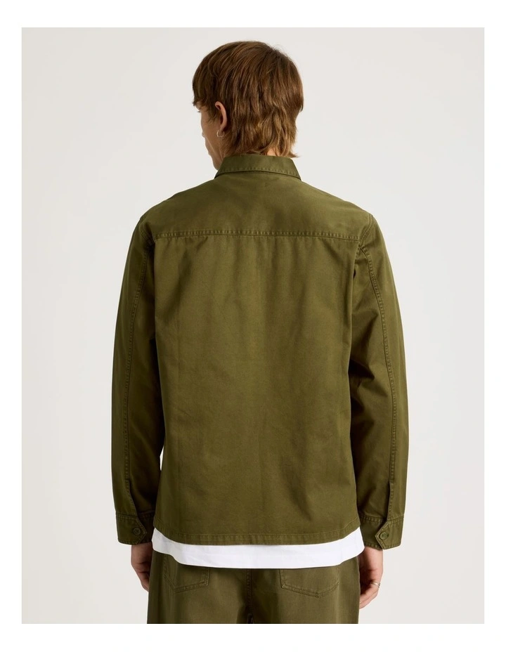 Double Pocket Long Sleeve Shirt in Olive image 6