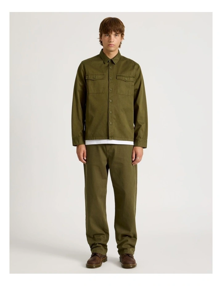Double Pocket Long Sleeve Shirt in Olive image 7