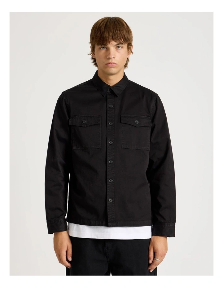 Double Pocket Long Sleeve Shirt in Black image 5