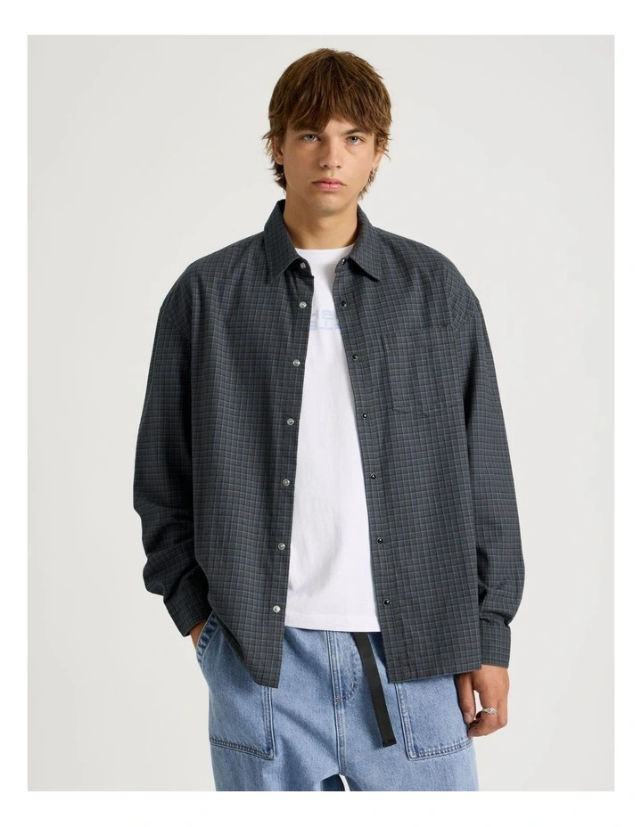 Lightweight Check Long Sleeve Shirt in Charcoal image 1